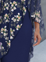 Damen Abendkleid Sommerkleid Elegant Chiffon Knielange Geblümt Pendeln H-Linie Urlaub Midi Kleid