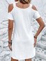 Damen Kurzarm Sommer Unifarben Kleid V-Ausschnitt Täglich Ausgehen Lässig Mini H-Linie
