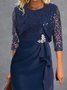 Damen Abendkleid Zweiteiliges Set Spitze Elegant Rundhals Unifarben Frühling Herbst Mantel mit Rock X-Linie