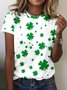 Damen vierblättriges Kleeblatt Kurzarm T-Shirts T-Shirt Rundhals Spitze Lässig Sommer Oberteile