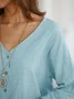 V-Ausschnitt Baumwollmischung Unifarben Bluse