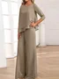 Damen Unifarben Täglich Ausgehen Zwei Stücke Set Dreiviertelärmel Lässig Frühling/Herbst Bluse mit Hose Matching Set