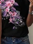 Damen T-shirt Bedrucken Lässig Geblümt Sommer Weit Kurzarm Baumwollmischung Täglich 