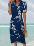 Damen Geblümt Kurzarm Sommer Schnalle Kleid Kreuzhals Täglich Urlaub Mini H-Linie Kleid