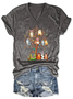 Damen Katze Kurzarm T-Shirts T-Shirt V-Ausschnitt Lässig Sommer Oberteile