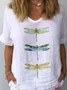 Damen Libelle Baumwolle Sommerbluse Weit H-Linie Shirts