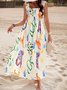 Damen Ärmellos Sommer Geometrisch Gerangel Kleid Spaghettiträger Täglich Ausgehen Urlaub Maxikleid A-Linien