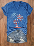 Damen Textbriefe Kurzarm T-Shirts T-Shirt V-Ausschnitt Lässig Sommer Oberteile