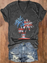 Damen Textbriefe Kurzarm T-Shirts T-Shirt V-Ausschnitt Lässig Sommer Oberteile