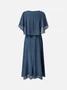 Damen Abendkleid Sommerkleid Elegant Midikleid Chiffon Unifarben V-Ausschnitt