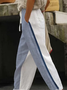 Damen Hose Gerade Hosen Täglich Ausgehen Lässig Leinen Farbblock Frühling/Herbst Hose