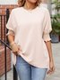Damen Unifarben Kurzarm Bluse Sommer Rundhals Täglich Lässig Oberteile