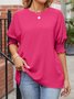 Damen Unifarben Kurzarm Bluse Sommer Rundhals Täglich Lässig Oberteile