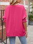 Damen Unifarben Kurzarm Bluse Sommer Rundhals Täglich Lässig Oberteile