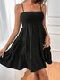 Damen Gallus Sommer Unifarben Kleid Spaghettiträger Täglich Ausgehen Lässig Mini A-Linien Königsblau