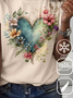 Große Größen Textbriefe Lässig Rundhals T-Shirt