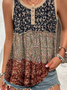 Damen Ärmellos Tanktop Oberteile Leibchen Sommer Geblümt Jersey Rundhals Täglich Ausgehen Lässig Oberteile
