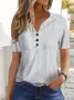Damen-Bluse mit kurzen Ärmeln Sommer gestreift V-Ausschnitt Alltag Ausgehen lässiges Oberteil Weiß