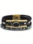 Bohemien Gewebe Leder Kristall Armband