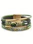 Bohemien Gewebe Leder Kristall Armband