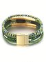 Bohemien Gewebe Leder Kristall Armband