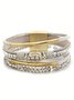 Bohemien Gewebe Leder Kristall Armband