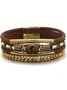 Bohemien Gewebe Leder Kristall Armband