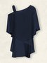 Damen Unifarben Urlaub Ausgehen Zwei Stücke Set Halbarm Lässig Sommer Bluse mit Hose Matching Set