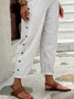 Damen Hose Gerade Hosen Täglich Ausgehen Lässig Geknöpft Baumwolle Gestreift Frühling/Herbst Hose