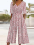 Damen Polka Dots V-Ausschnitt Kurzarm Lässig Sommer Jumpsuit
