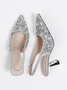 funkelnd Strass Nachgemachte Perle Kätzchen Stöckel Slingback Pumps
