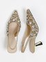 funkelnd Strass Nachgemachte Perle Kätzchen Stöckel Slingback Pumps