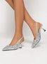 funkelnd Strass Nachgemachte Perle Kätzchen Stöckel Slingback Pumps