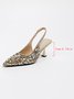 funkelnd Strass Nachgemachte Perle Kätzchen Stöckel Slingback Pumps