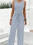 Gestreift Lässig Sommer Baumwolle Elegant Jumpsuits für Damen Ärmellos