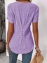 Damen Sommer Bluse Baumwolle Geknöpft Shirts Unifarben
