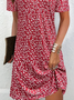 Damen Kurzarm Sommer Blumenmuster Kleid V-Ausschnitt Täglich Ausgehen Lässig Mini T-Shirt-Kleid H-Linie Kleid
