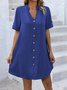 Damen Kurzarm Sommer Unifarben Schnalle Kleid V-Ausschnitt Täglich Ausgehen Lässig Mini H-Linie