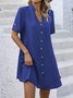 Damen Kurzarm Sommer Unifarben Schnalle Kleid V-Ausschnitt Täglich Ausgehen Lässig Mini H-Linie