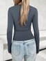 Damen Langarm T-Shirts T-Shirt Frühling/Herbst Unifarben V-Ausschnitt Täglich Ausgehen Lässig Oberteile