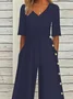 Urlaub Schnalle Elegante Weit Sommer Jumpsuit für Damen