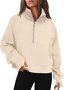 Damen Schalkragen Unifarben Sport Frühling/Herbst Langarm Sweatshirt