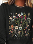 Damen Langarm T-Shirts T-Shirt Frühling/Herbst Geblümt Rundhals Täglich Ausgehen Lässig Oberteile