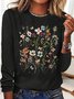 Damen Langarm T-Shirts T-Shirt Frühling/Herbst Geblümt Rundhals Täglich Ausgehen Lässig Oberteile