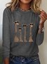 Damen Langarm T-Shirts T-Shirt Frühling/Herbst Hirsch Baumwollmischung Rundhals Täglich Ausgehen Lässig Oberteile
