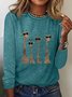 Damen Langarm T-Shirts T-Shirt Frühling/Herbst Hirsch Baumwollmischung Rundhals Täglich Ausgehen Lässig Oberteile