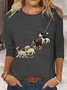 Damen Langarm T-Shirts T-Shirt Frühling/Herbst Hund Baumwollmischung Rundhals Täglich Ausgehen Lässig Oberteile