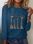 Damen Langarm T-Shirts T-Shirt Frühling/Herbst Hirsch Baumwollmischung Rundhals Täglich Ausgehen Lässig Oberteile