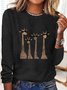 Damen Langarm T-Shirts T-Shirt Frühling/Herbst Hirsch Baumwollmischung Rundhals Täglich Ausgehen Lässig Oberteile