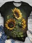 Damen Geblümt Kurzarm T-Shirts T-Shirt Rundhals Lässig Sommer Oberteile
